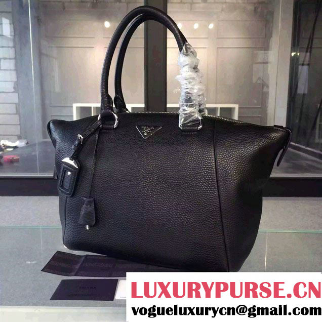 Prada Clemence Leather Tote Bag BR5128 Black 2015