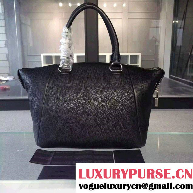 Prada Clemence Leather Tote Bag BR5128 Black 2015