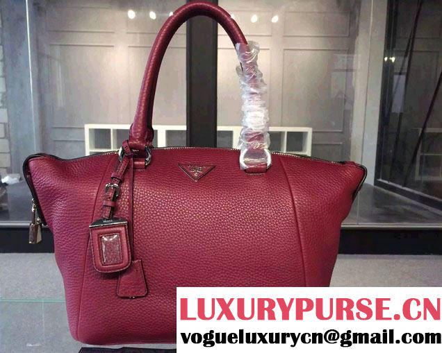 Prada Clemence Leather Tote Bag BR5128 Red 2015