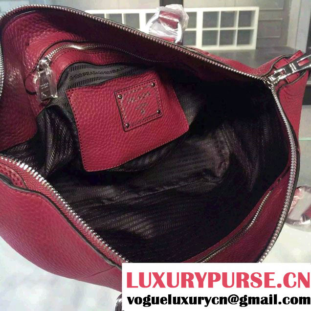Prada Clemence Leather Tote Bag BR5128 Red 2015