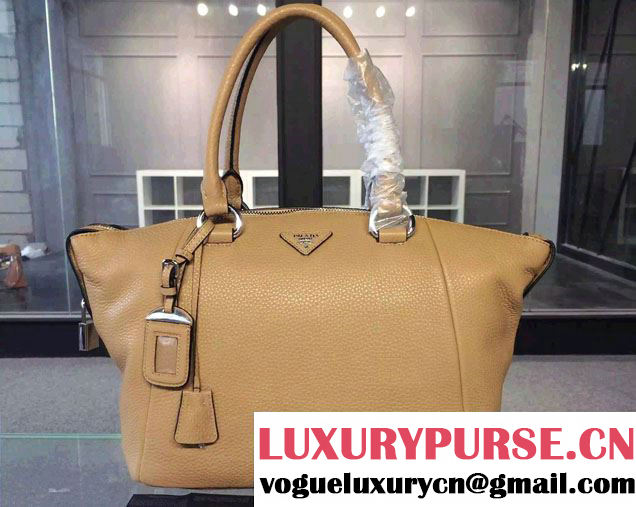 Prada Clemence Leather Tote Bag BR5128 Apricot 2015