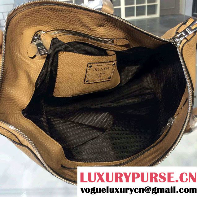 Prada Clemence Leather Tote Bag BR5128 Apricot 2015