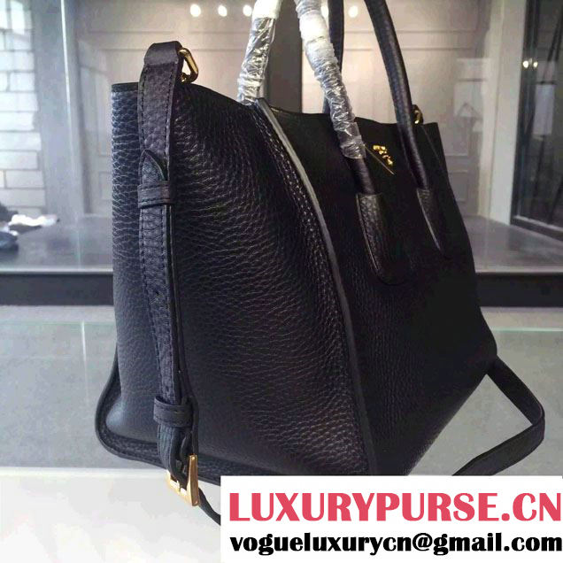 Prada Clemence Leather Tote Bag 2619 Black 2015