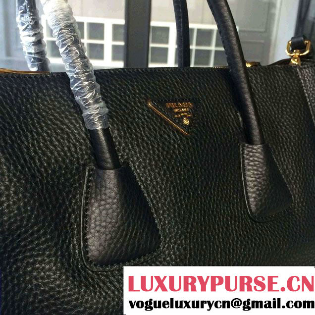 Prada Clemence Leather Tote Bag 2619 Black 2015