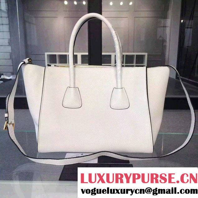 Prada Clemence Leather Tote Bag 2619 White 2015