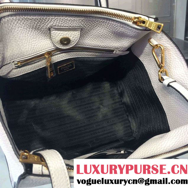 Prada Clemence Leather Tote Bag 2619 White 2015