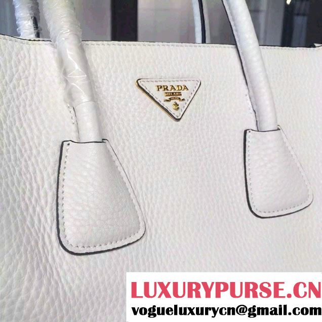 Prada Clemence Leather Tote Bag 2619 White 2015
