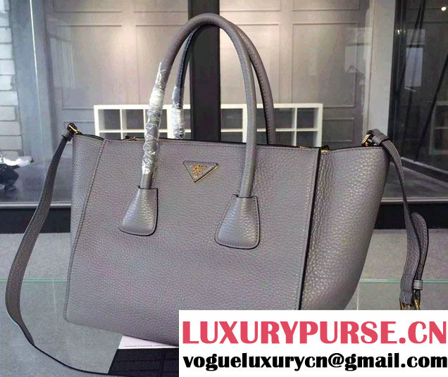 Prada Clemence Leather Tote Bag 2619 Gray 2015