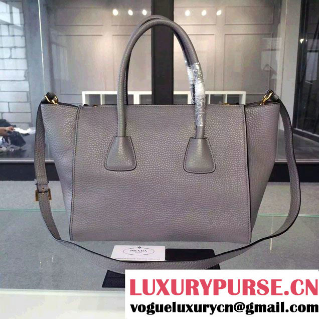 Prada Clemence Leather Tote Bag 2619 Gray 2015