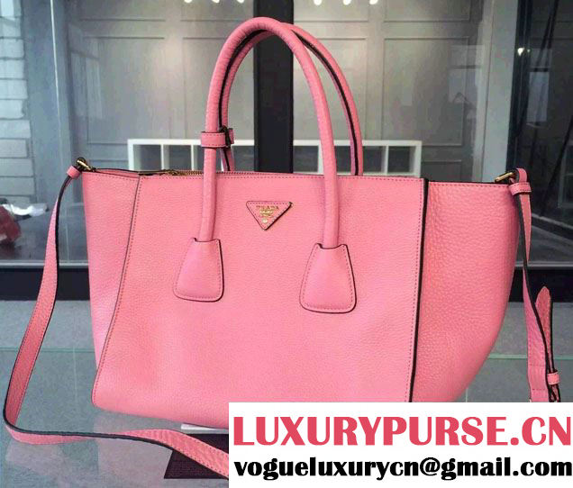 Prada Clemence Leather Tote Bag 2619 Pink 2015