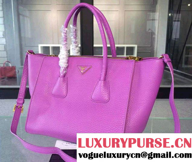 Prada Clemence Leather Tote Bag 2619 Light Purple 2015