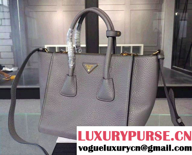 Prada Clemence Leather Tote Bag 2625 Gray 2015