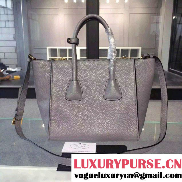 Prada Clemence Leather Tote Bag 2625 Gray 2015