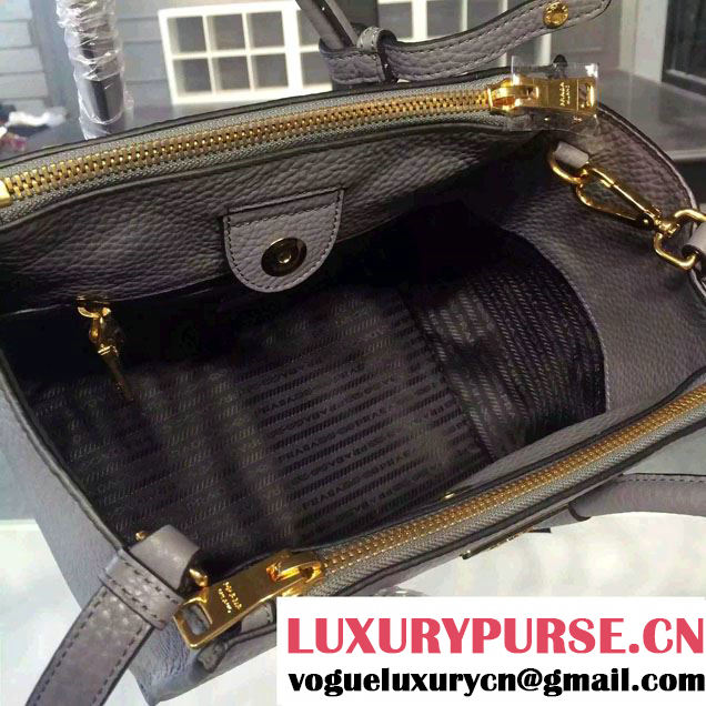 Prada Clemence Leather Tote Bag 2625 Gray 2015