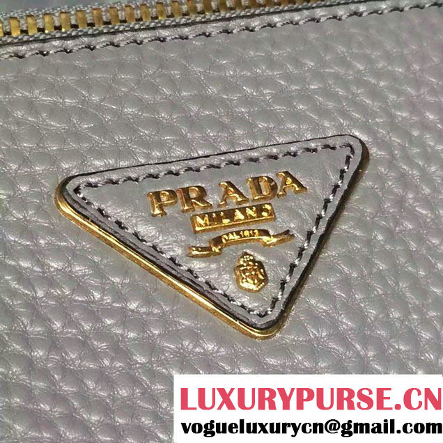 Prada Clemence Leather Tote Bag 2625 Gray 2015