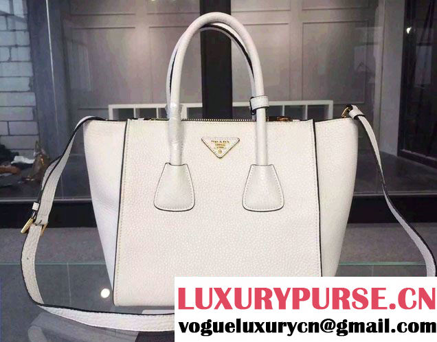 Prada Clemence Leather Tote Bag 2625 White 2015