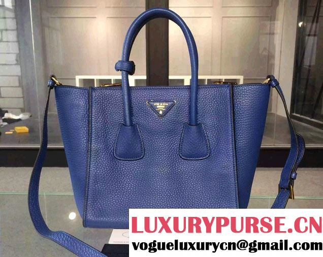 Prada Clemence Leather Tote Bag 2625 Blue 2015