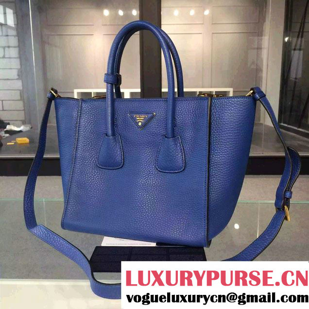 Prada Clemence Leather Tote Bag 2625 Blue 2015