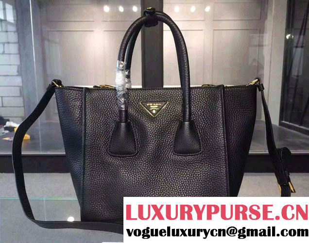 Prada Clemence Leather Tote Bag 2625 Black 2015