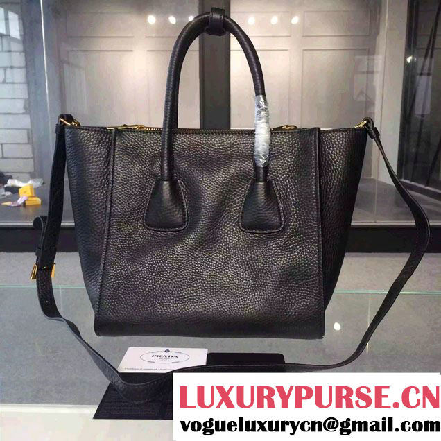 Prada Clemence Leather Tote Bag 2625 Black 2015