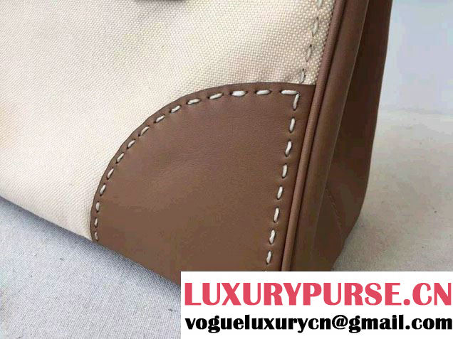 Prada Hemp fabric Tote Bag with Leather Corner Trim and Top-Stitching B1801K Caramel/Beige 2015