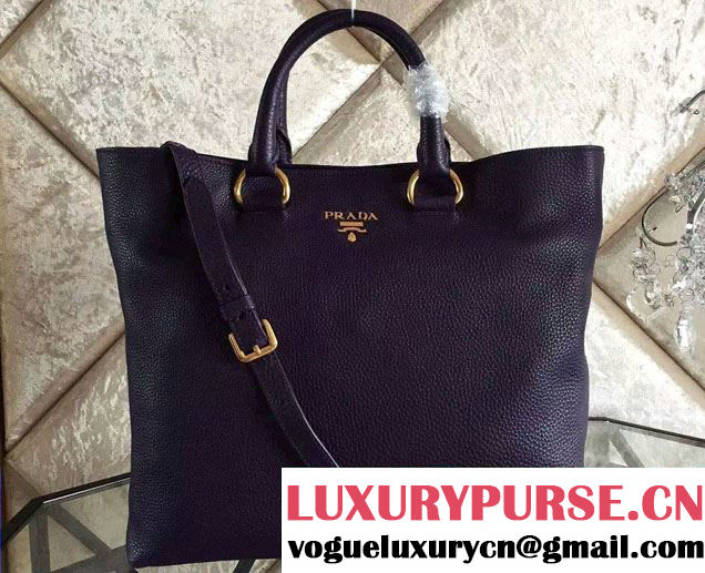 Prada BN1713 Vitello Daino Leather Tote Bag Purple 2015