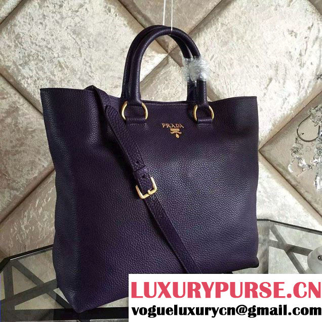 Prada BN1713 Vitello Daino Leather Tote Bag Purple 2015