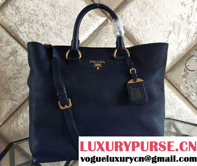 Prada BN1713 Vitello Daino Leather Tote Bag Royal Blue 2015