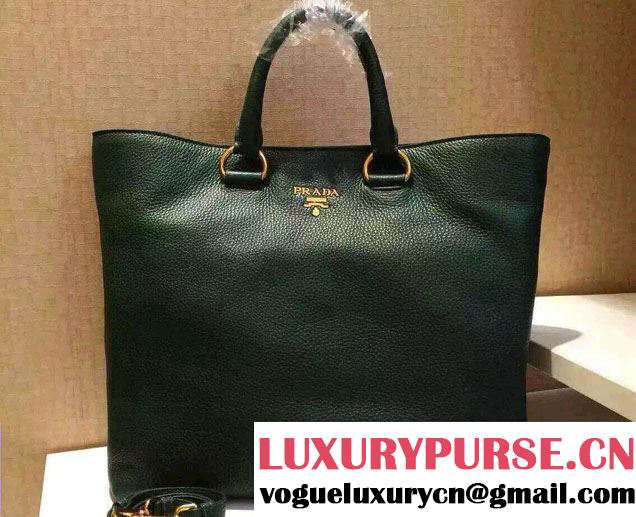 Prada BN1713 Vitello Daino Leather Tote Bag Green 2015