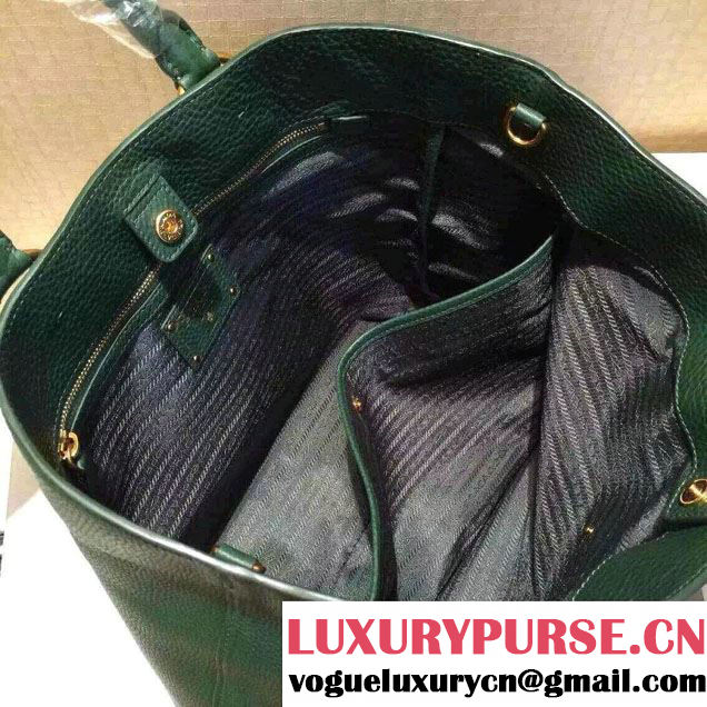 Prada BN1713 Vitello Daino Leather Tote Bag Green 2015