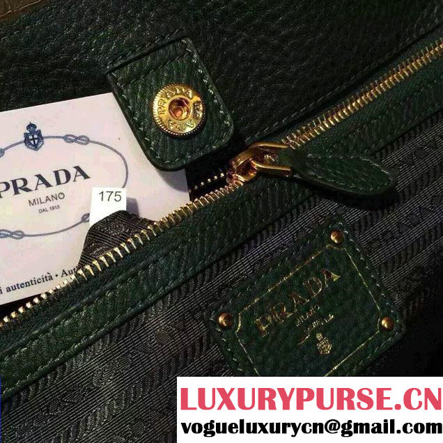 Prada BN1713 Vitello Daino Leather Tote Bag Green 2015