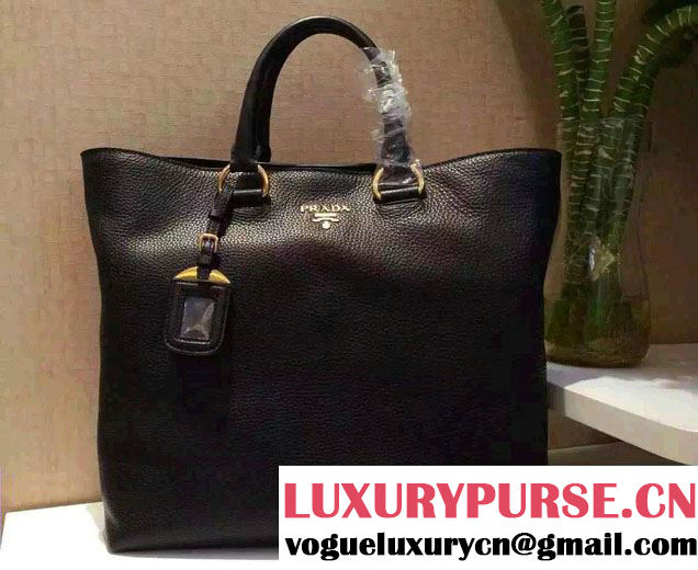 Prada BN1713 Vitello Daino Leather Tote Bag Black 2015