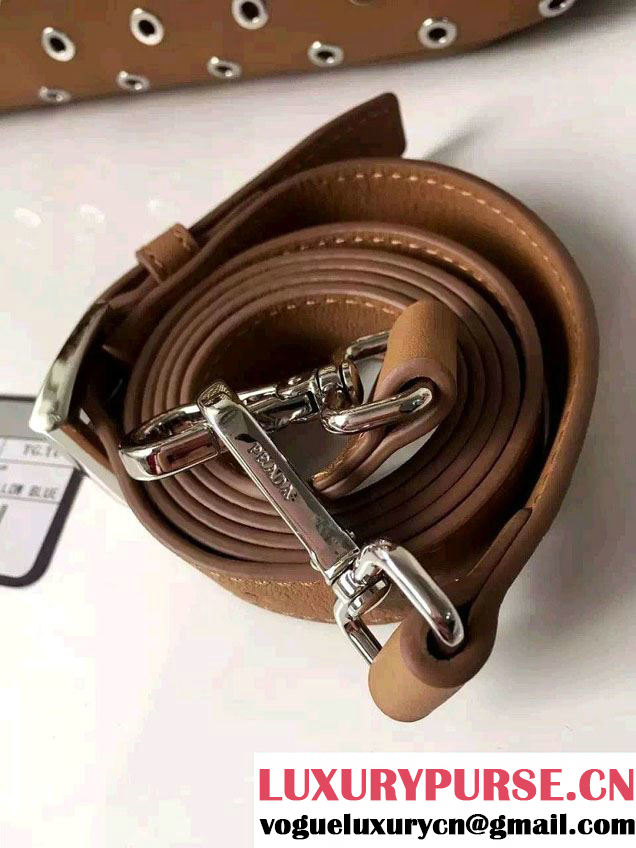 Prada Galleria Soft City Tote Bag with Grommet Detail 1BA274 Brown 2016