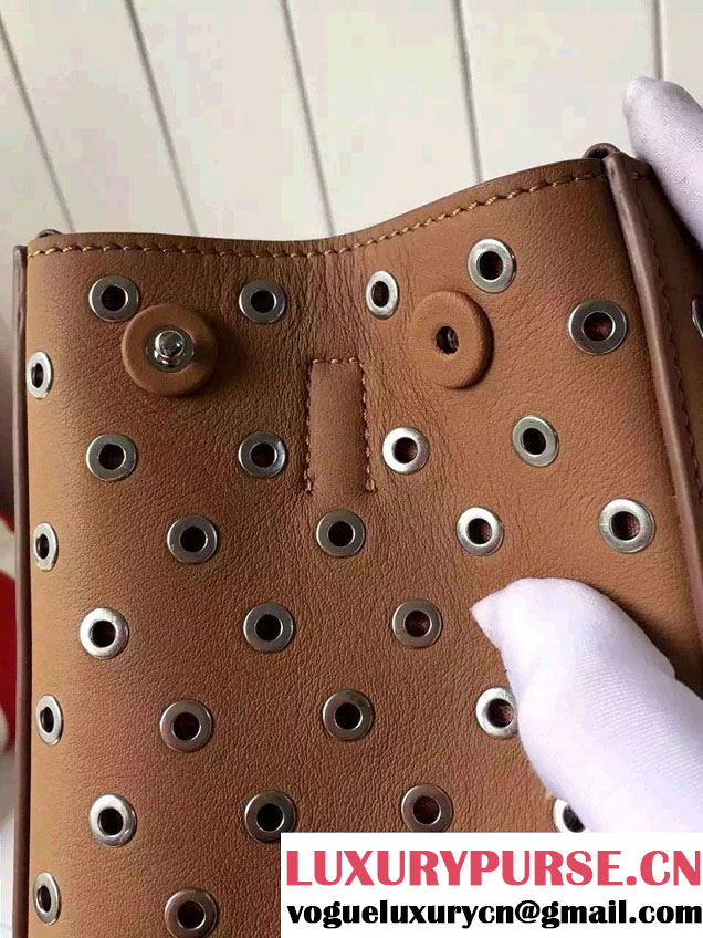 Prada Galleria Soft City Tote Bag with Grommet Detail 1BA274 Brown 2016