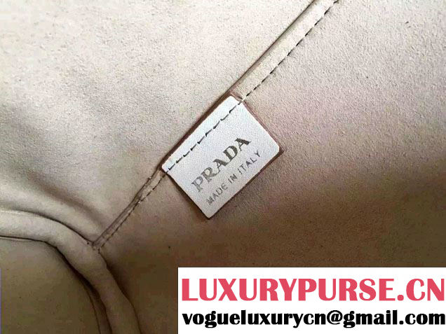 Prada Galleria Soft City Tote Bag with Grommet Detail 1BA274 Chalk White 2016