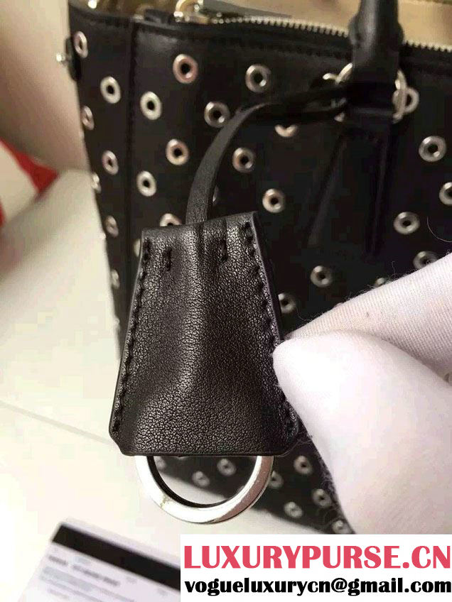 Prada Galleria Soft City Tote Bag with Grommet Detail 1BA274 Black 2016
