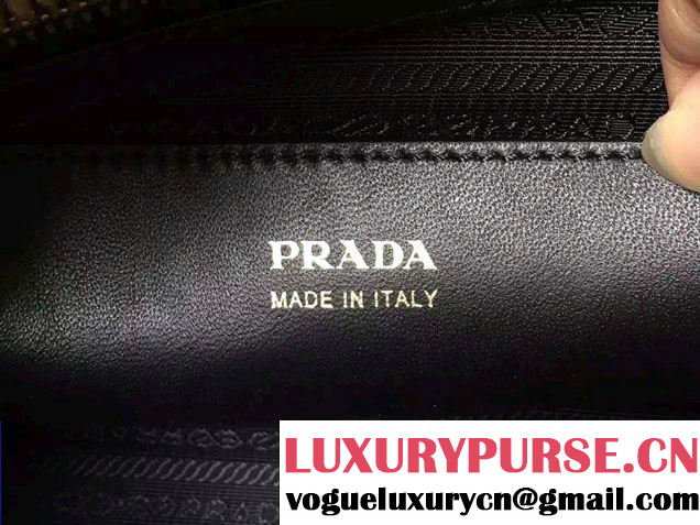 Prada Esplanade Saffiano and Calf Leather Tote Medium Bag 1BA046 Khaki/Black 2016