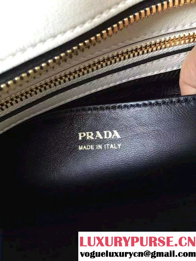 Prada Esplanade Saffiano and Calf Leather Tote Medium Bag 1BA046 White 2016