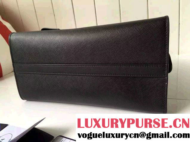 Prada Esplanade Saffiano and Calf Leather Tote Medium Bag 1BA046 Black 2016