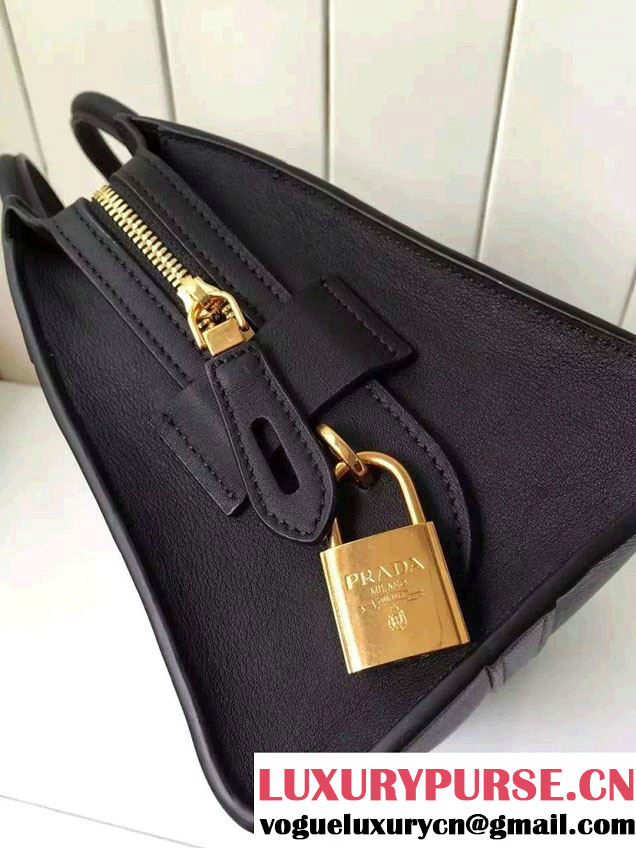 Prada Esplanade Saffiano and Calf Leather Tote Small Bag 1BA045 Green/Black 2016