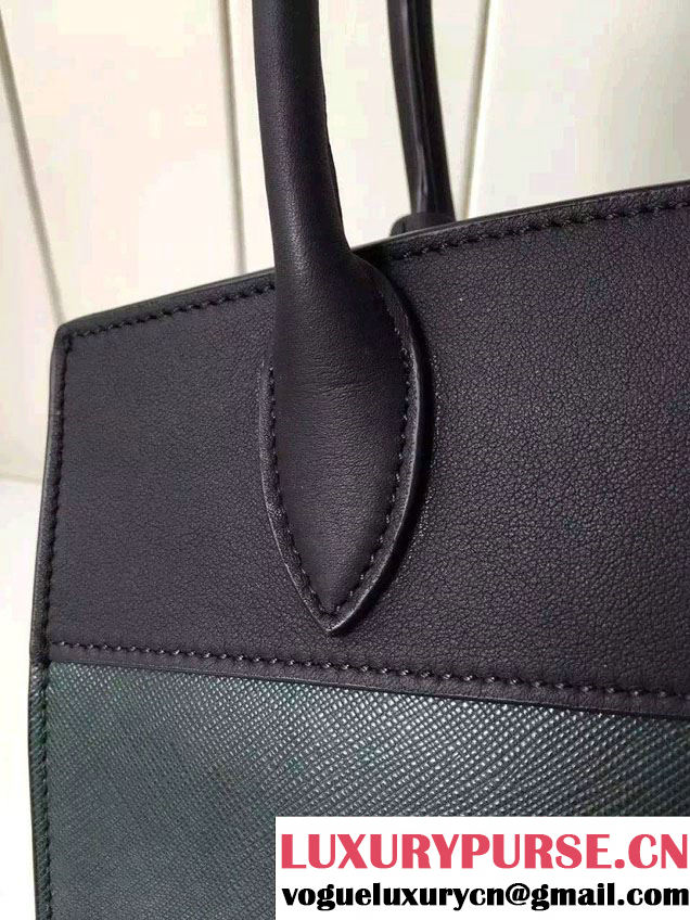 Prada Esplanade Saffiano and Calf Leather Tote Small Bag 1BA045 Green/Black 2016