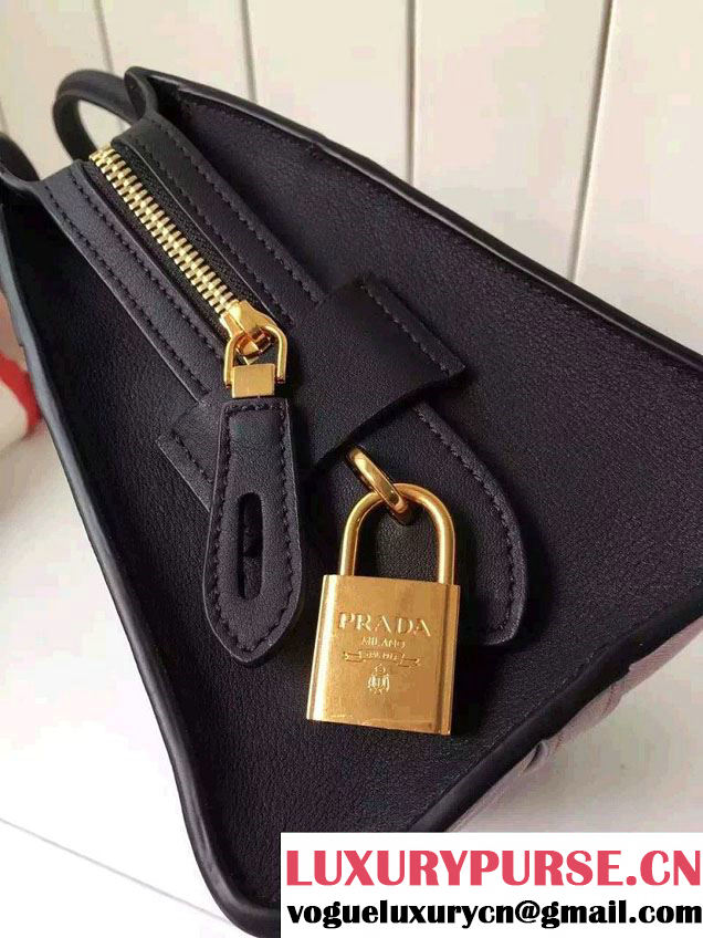 Prada Esplanade Saffiano and Calf Leather Tote Small Bag 1BA045 Red/Black 2016