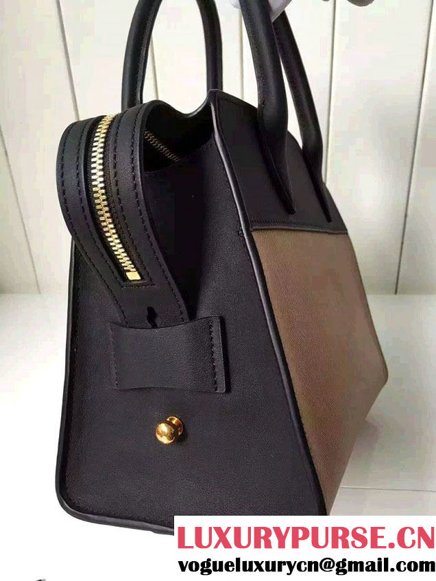 Prada Esplanade Saffiano and Calf Leather Tote Small Bag 1BA045 Khaki/Black 2016