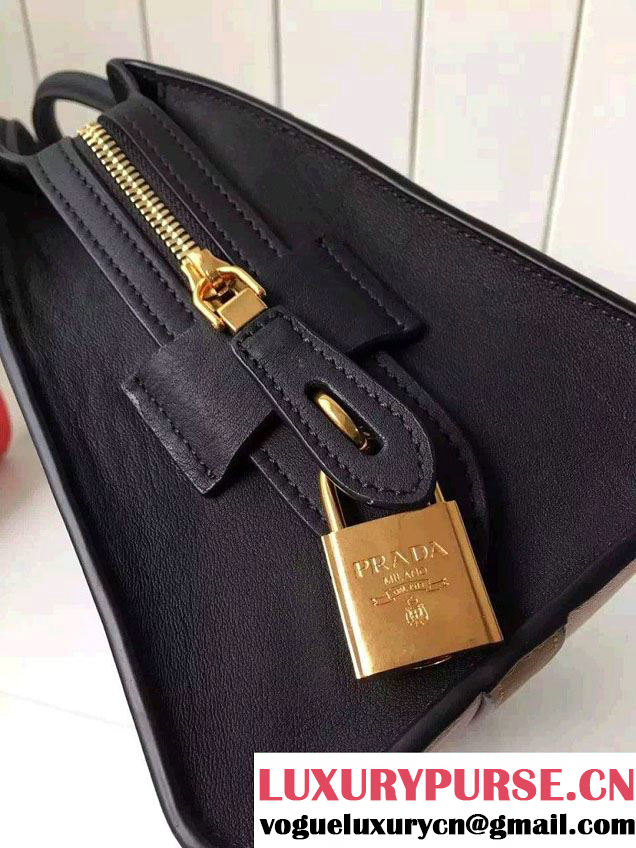 Prada Esplanade Saffiano and Calf Leather Tote Small Bag 1BA045 Khaki/Black 2016