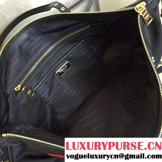 Prada Robot Motif Fabric Tote Bag 1BG253 Black/Yellow 2016