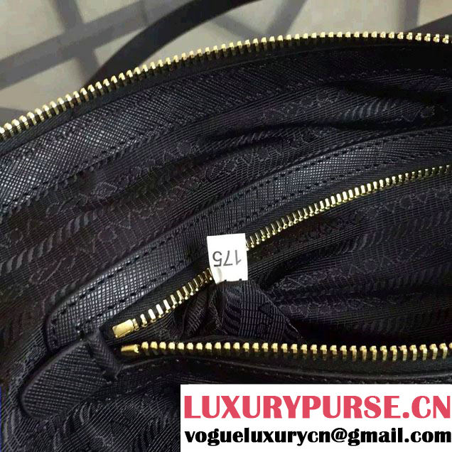 Prada Robot Motif Fabric Tote Bag 1BG253 Black/Yellow 2016