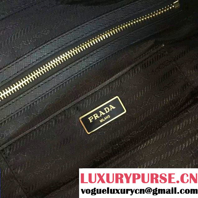 Prada Robot Motif Fabric Tote Bag 1BG253 Black/Gold 2016