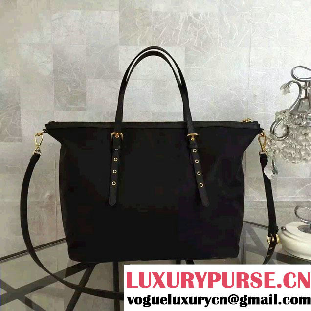 Prada Robot Motif Fabric Tote Bag 1BG253 Black/Gold 2016