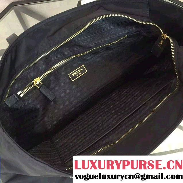 Prada Robot Motif Fabric Tote Bag 1BG052 Black/Yellow 2016