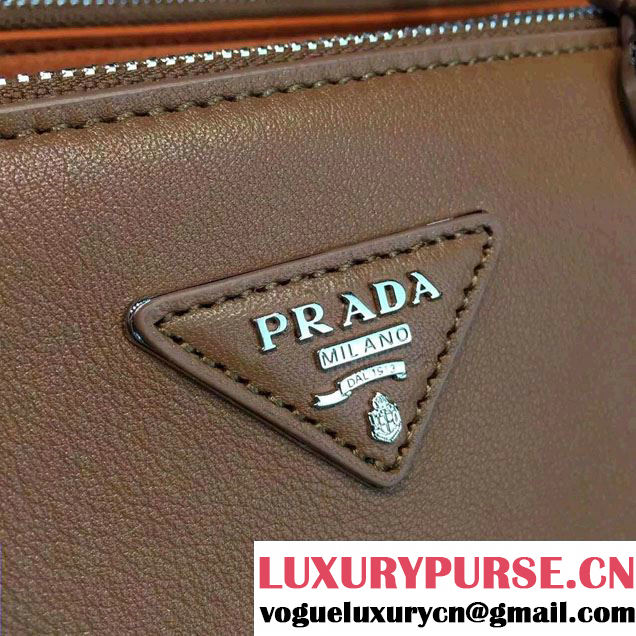 Prada Galleria Soft City Tote Bag with Grommet Detail 1BA274 Brown 2016